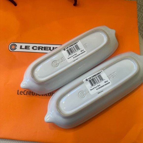 Le Creuset White Corn Dishes NWT Set of 2 Stoneware Sweet Corn on the Cob - Picture 4 of 8